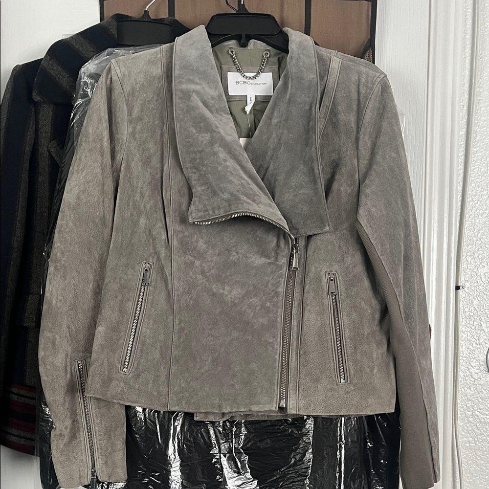 BCBGMaxAzria Taupe suede  Leather Jacket